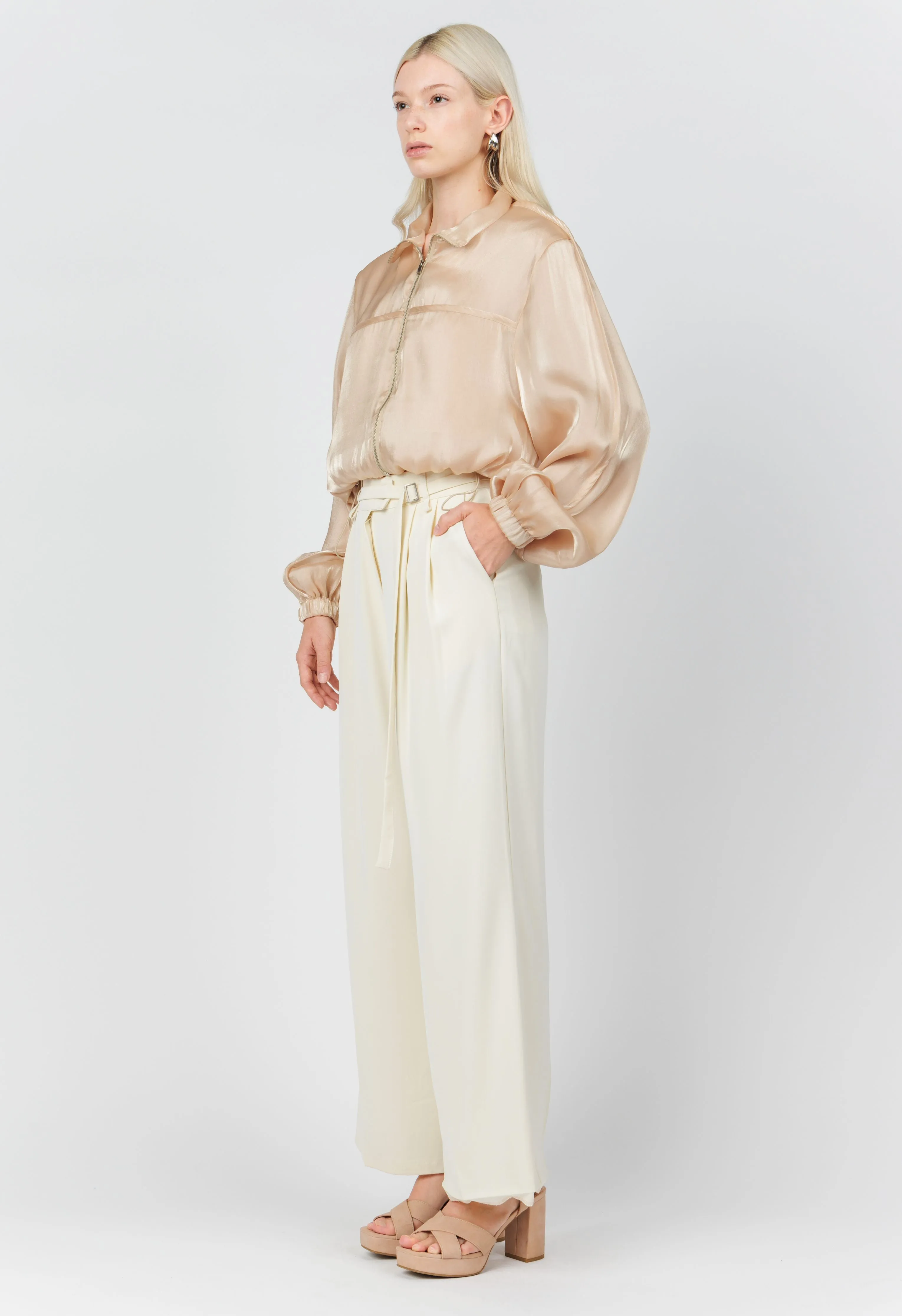 Shimmer Bomber Jacket In Sand