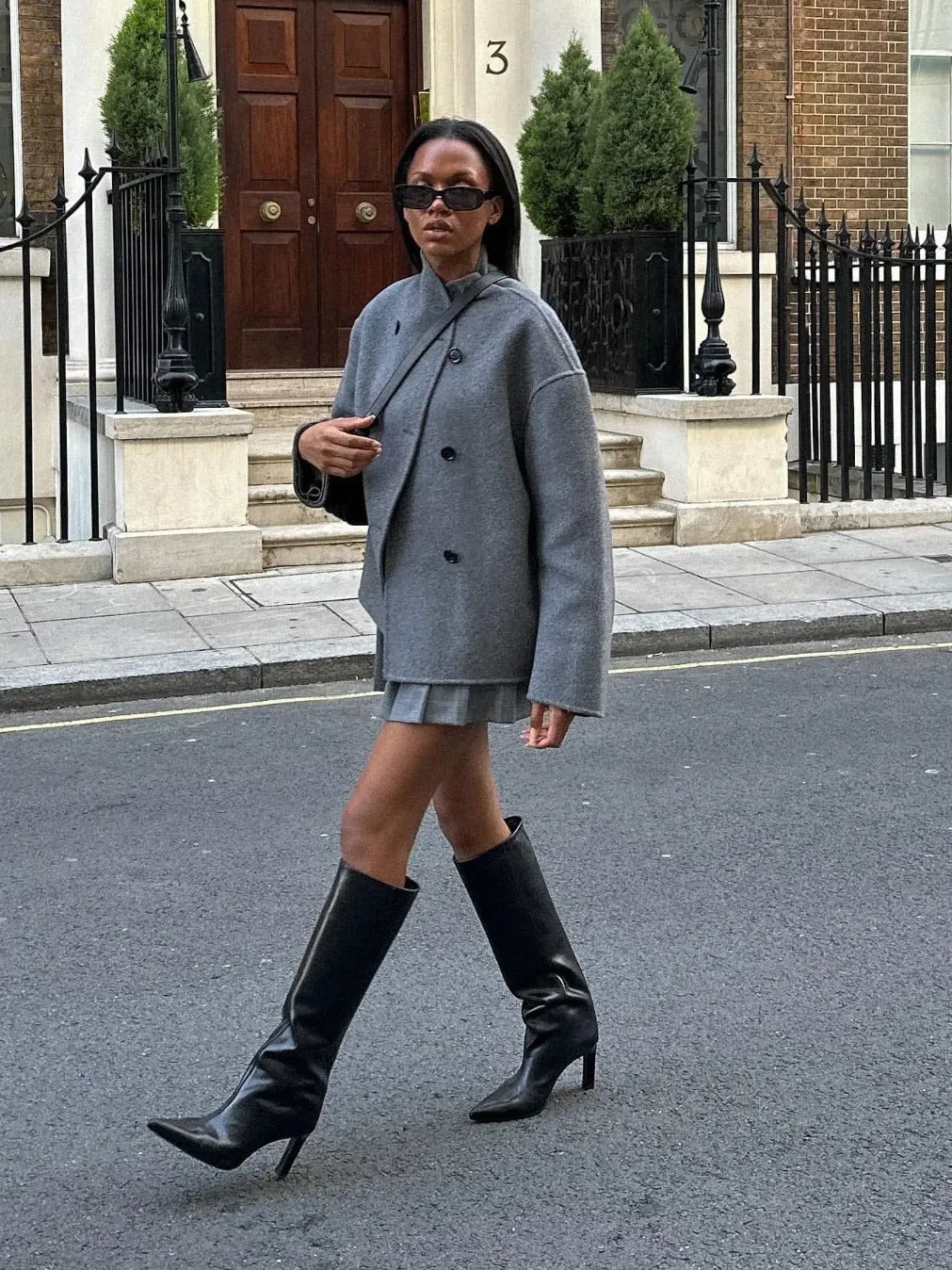 Short Double Breasted Solid Color Coat Casual Temperament British Top