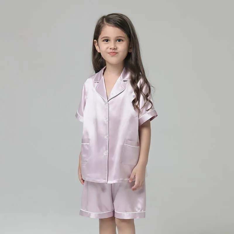 Short Kids' Silk Pajama Set Child's Silk Pajamas