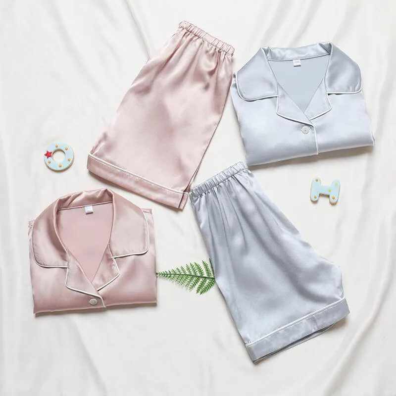 Short Kids' Silk Pajama Set Child's Silk Pajamas