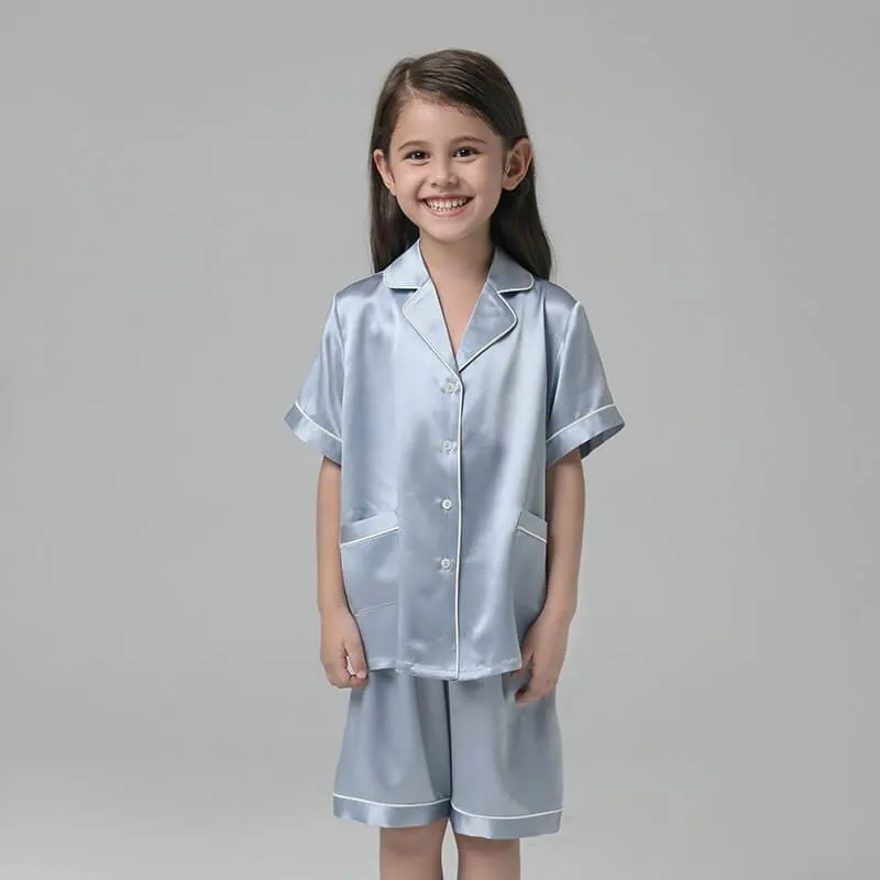 Short Kids' Silk Pajama Set Child's Silk Pajamas