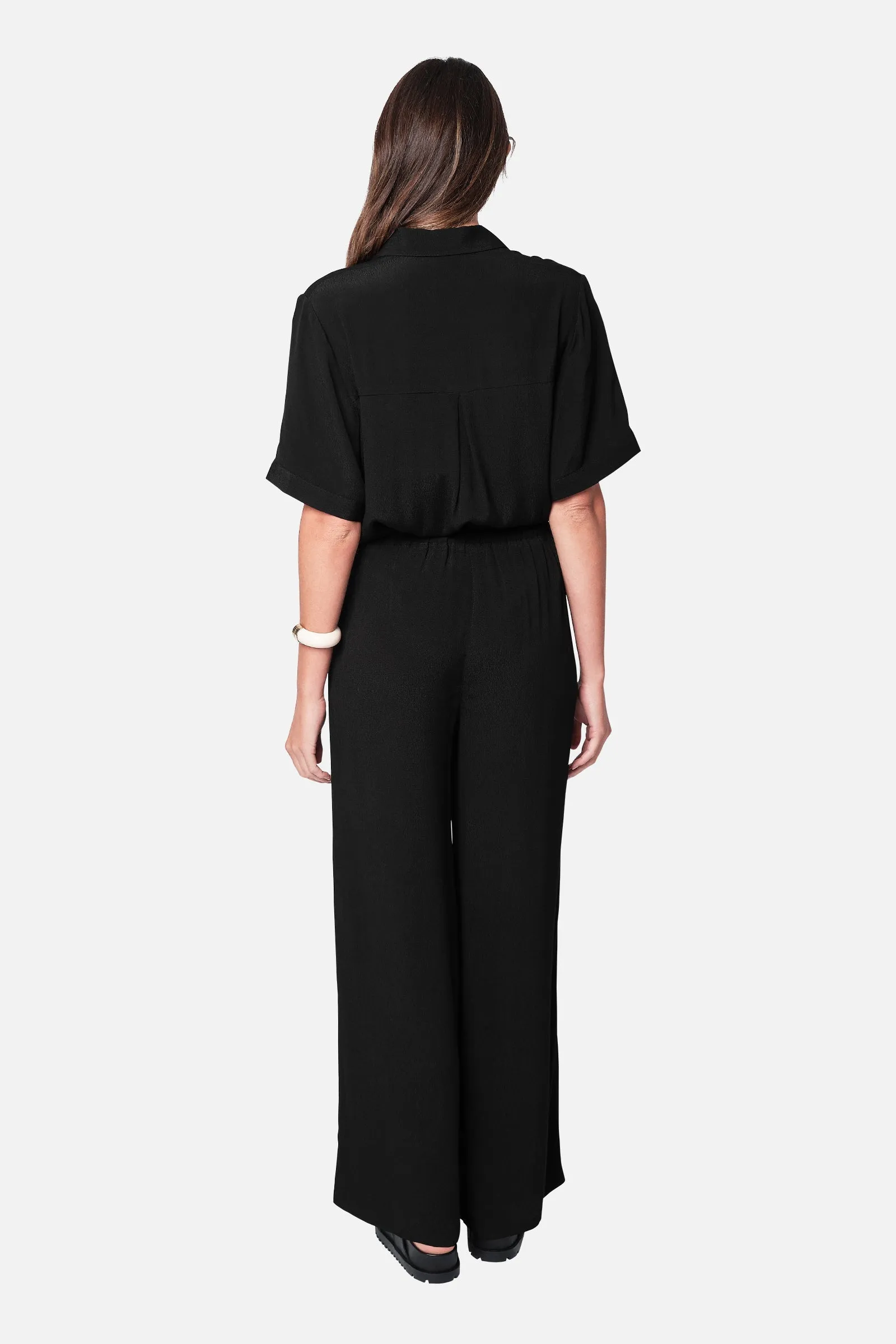 Short Sleeve Button-Up Shirt BLACK