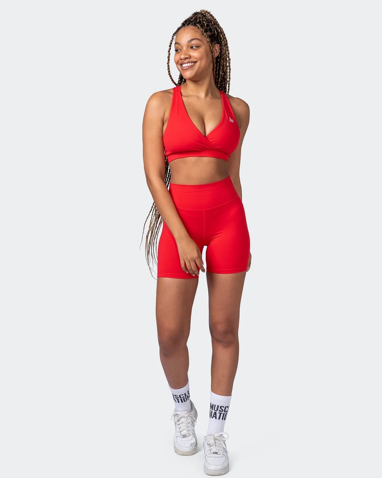 Signature Scrunch Bike Shorts-Poppy
