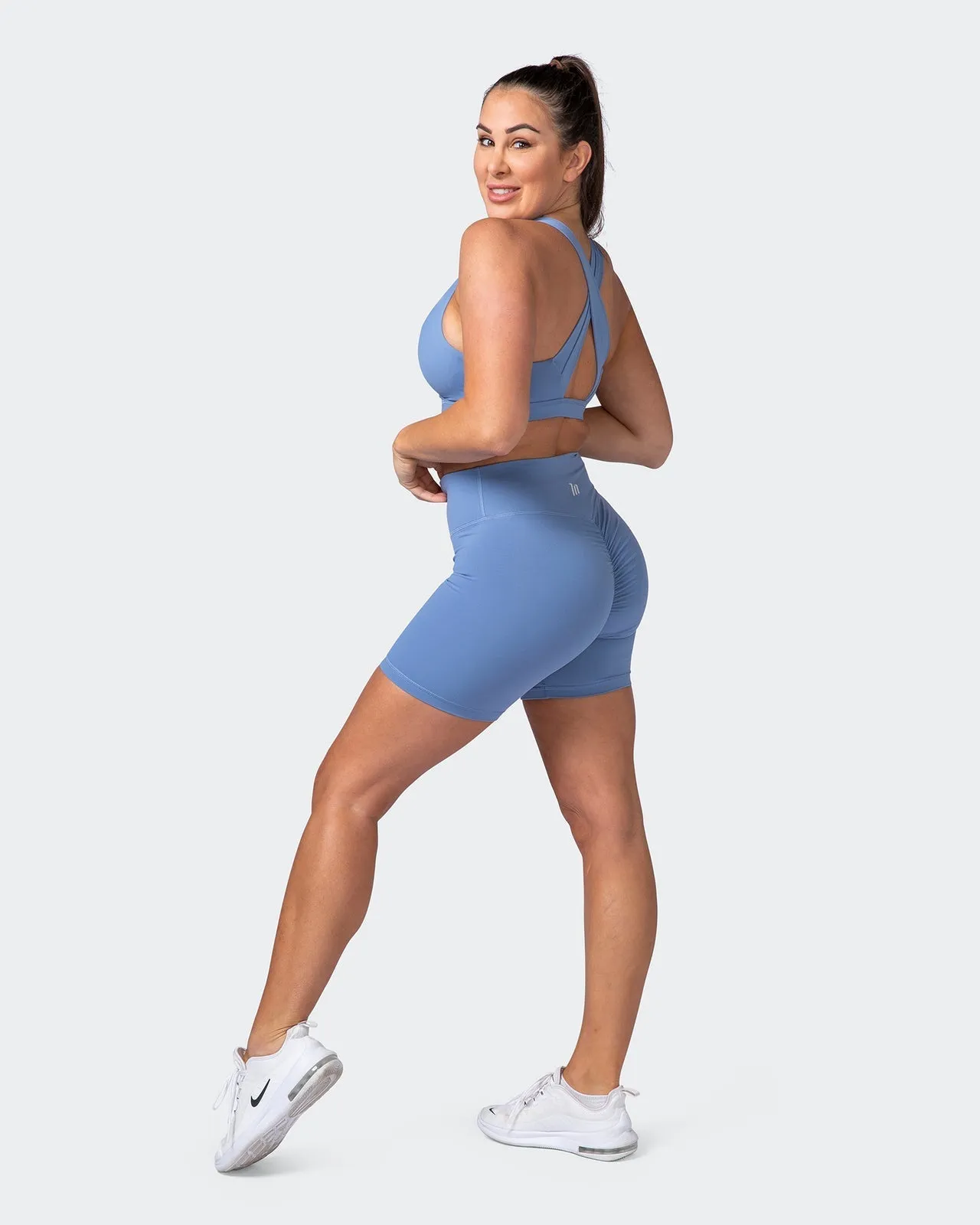 Signature Scrunch Bike Shorts-Powder Blue
