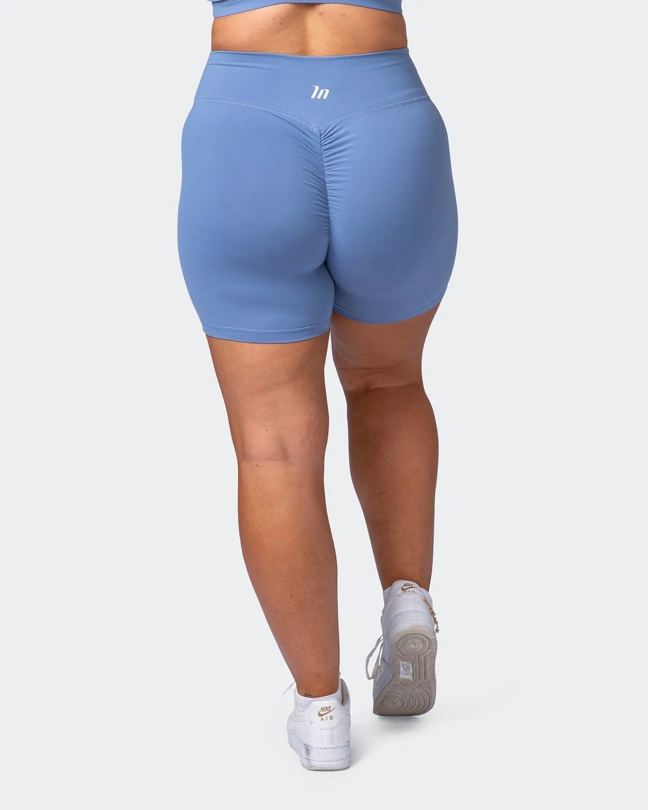 Signature Scrunch Bike Shorts-Powder Blue
