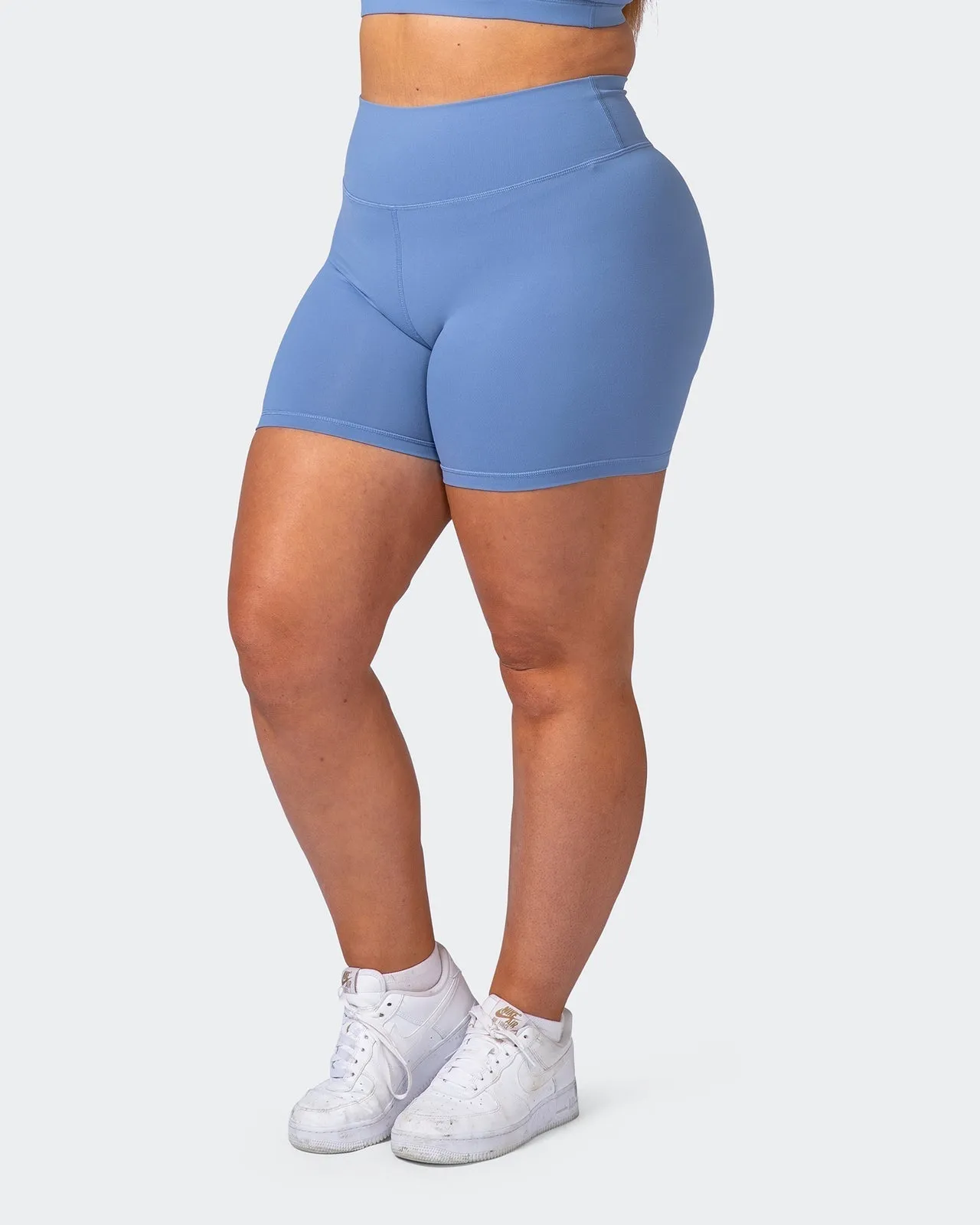 Signature Scrunch Bike Shorts-Powder Blue