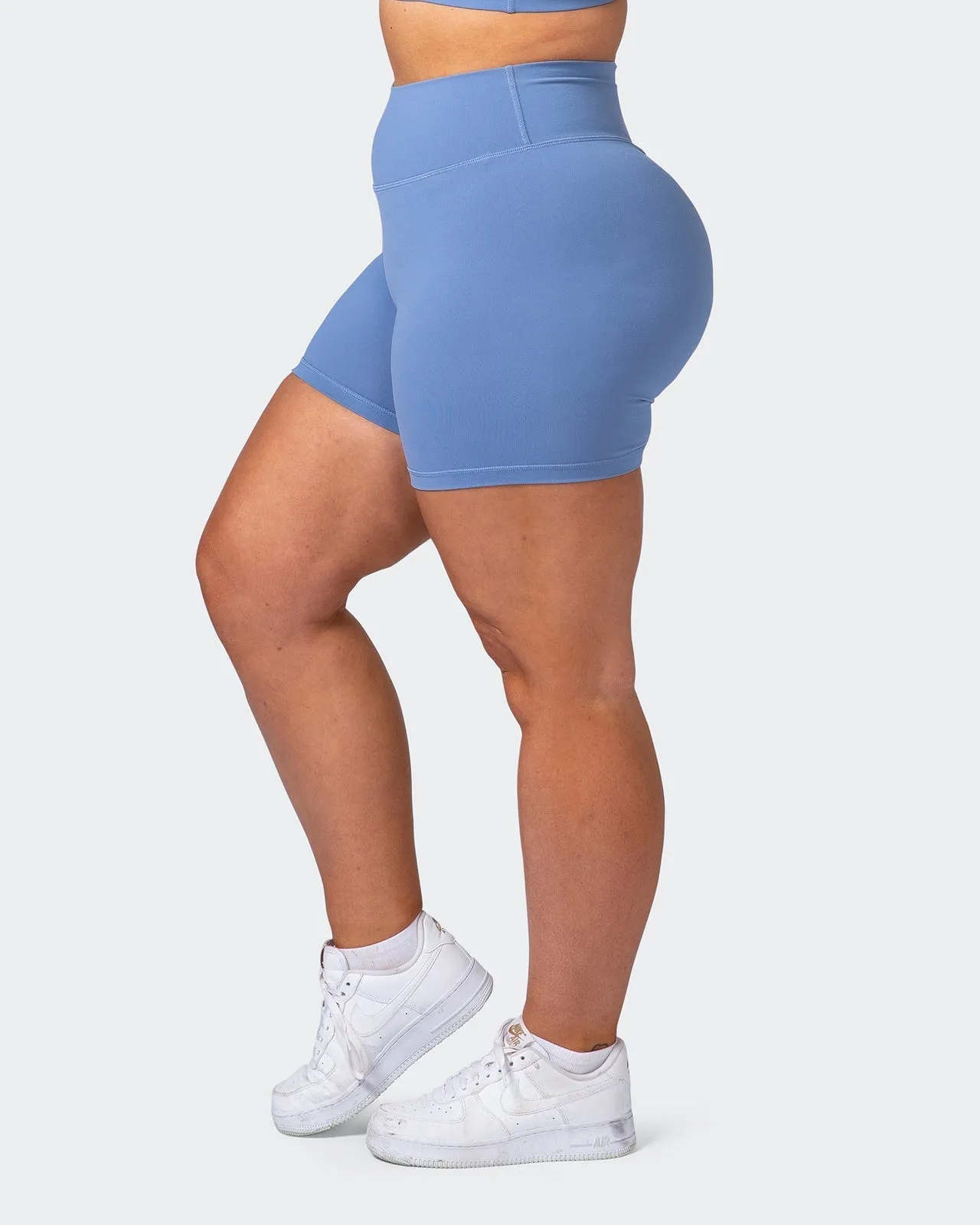 Signature Scrunch Bike Shorts-Powder Blue