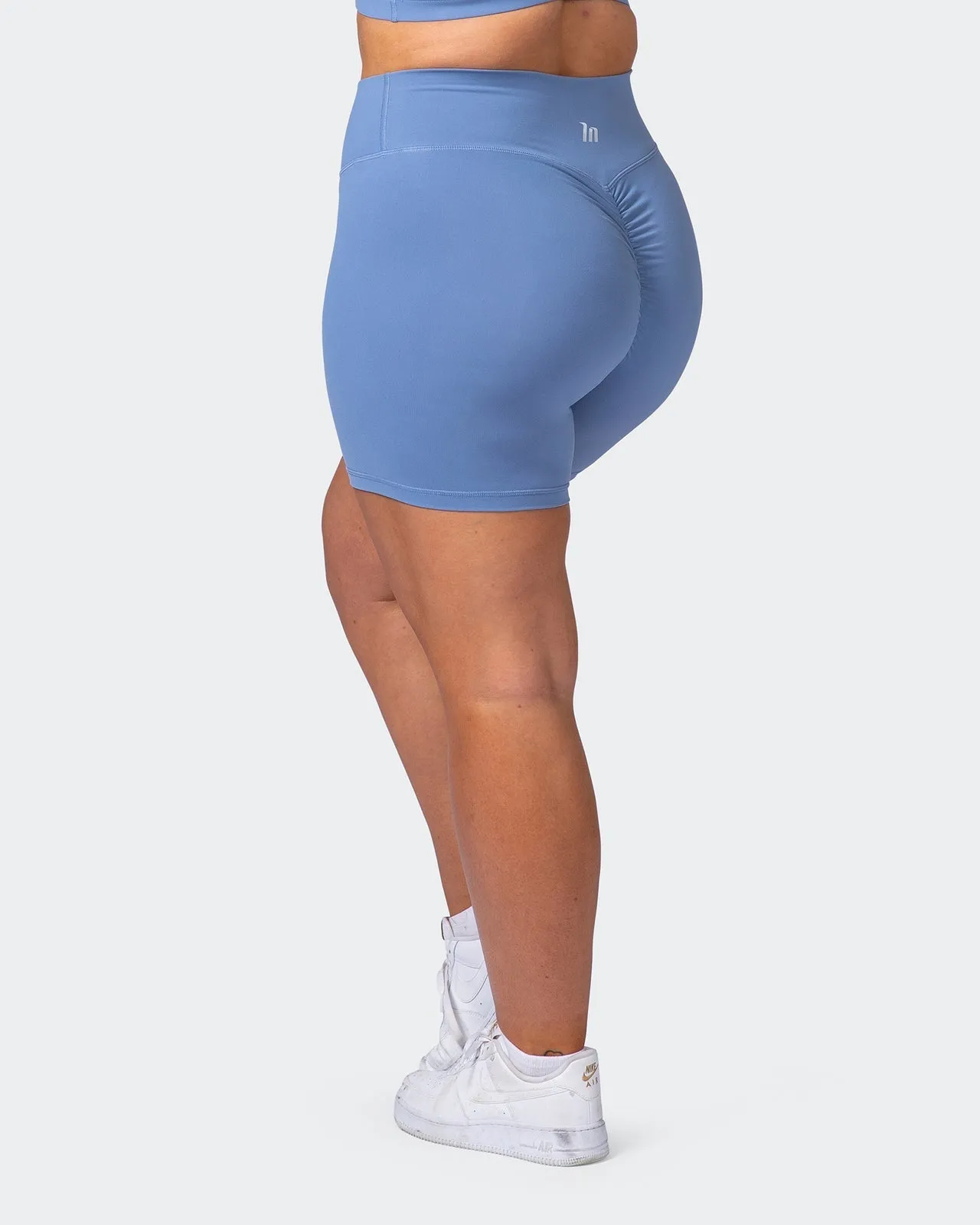 Signature Scrunch Bike Shorts-Powder Blue
