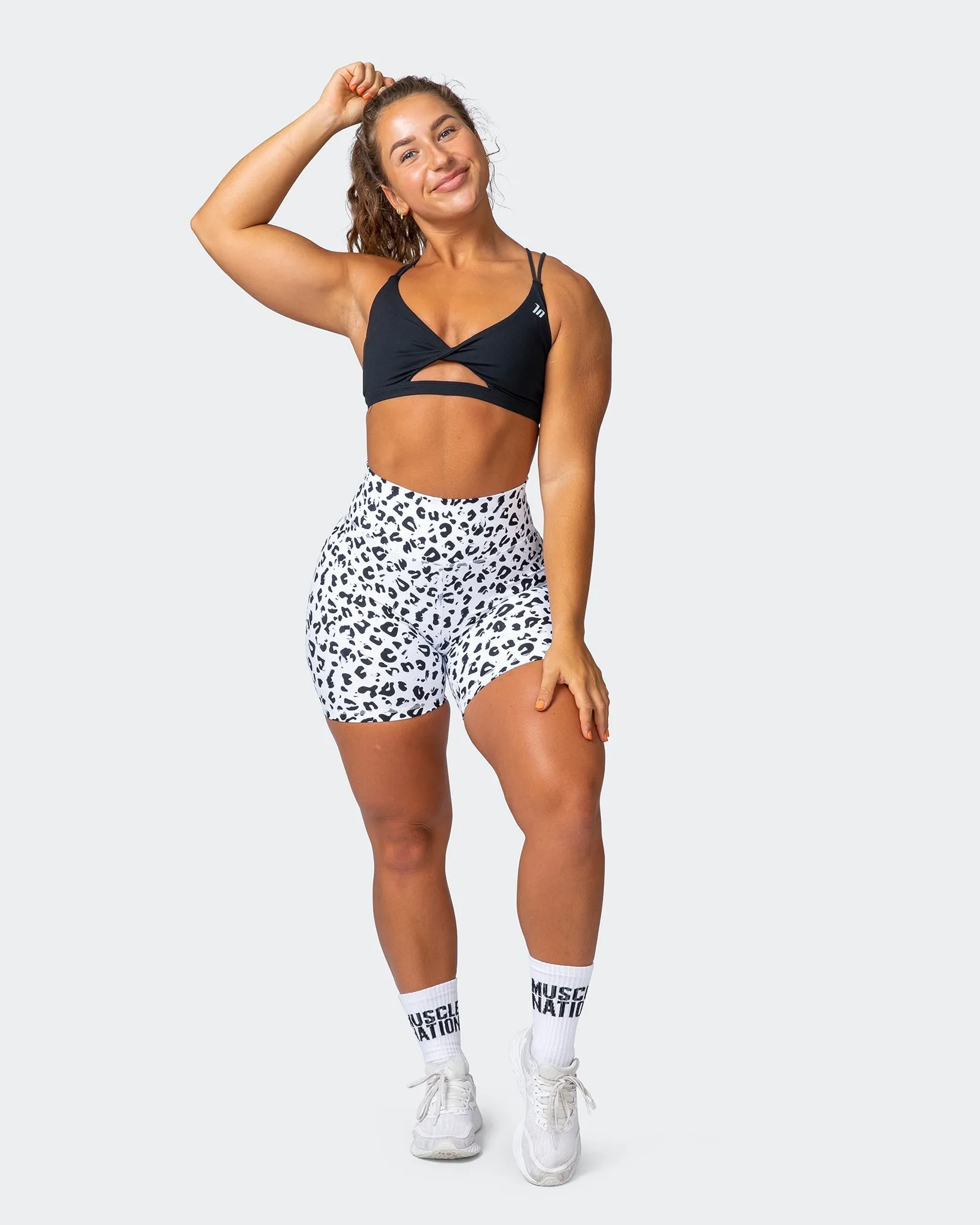 Signature Scrunch Bike Shorts - Snow Leopard