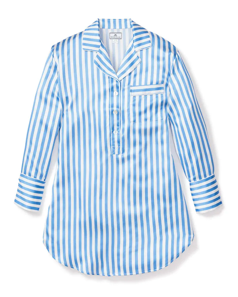 Silk nightshirt - azure stripe