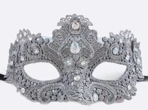Silver Lace Mardi Gras Mask
