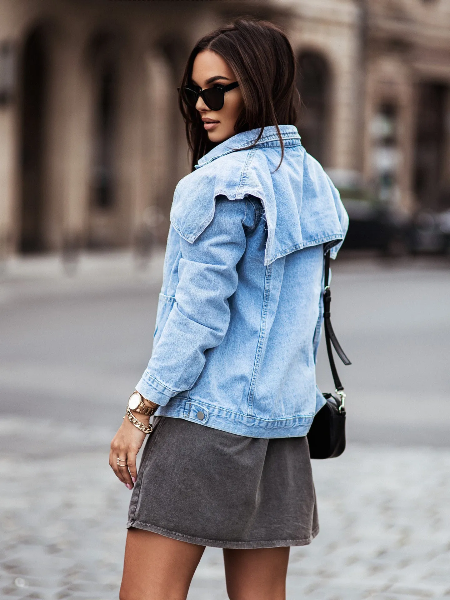 Single-breasted Pile Collar Denim Outerwear Cardigans