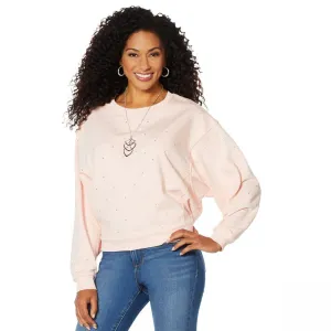 Skinnygirl Women's Plus Size Embellished Dolman Sleeve Sweatshirt