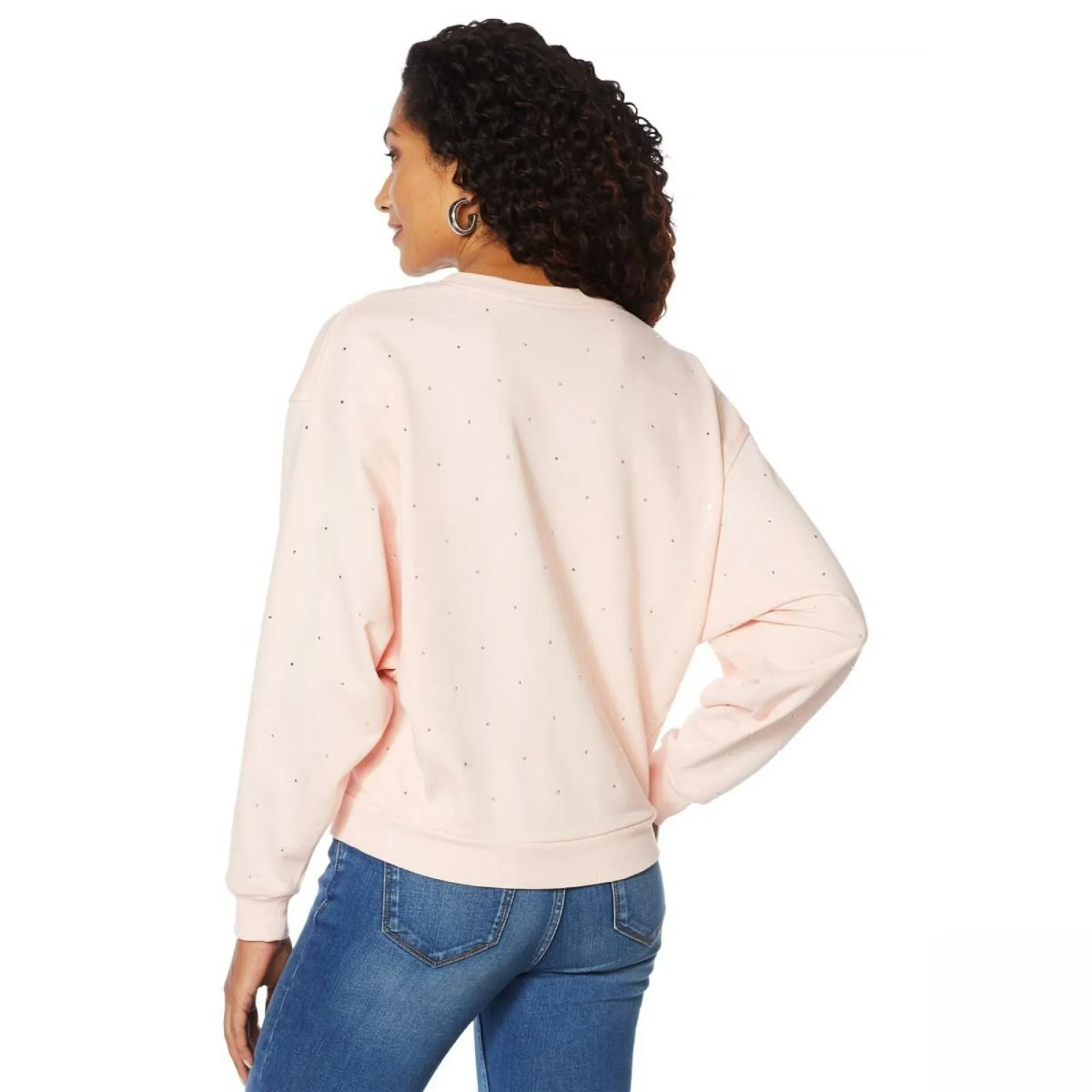 Skinnygirl Women's Plus Size Embellished Dolman Sleeve Sweatshirt