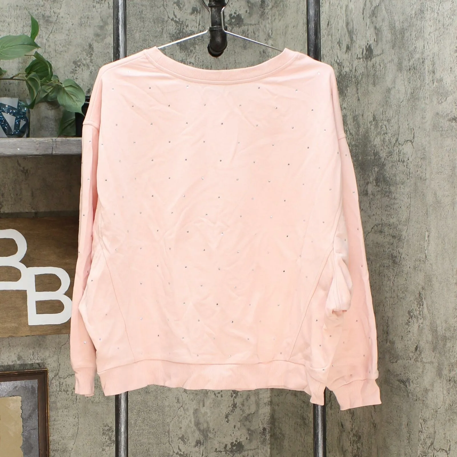Skinnygirl Women's Plus Size Embellished Dolman Sleeve Sweatshirt