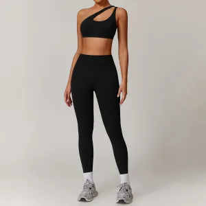 Slant Shoulder Bra Pants Set
