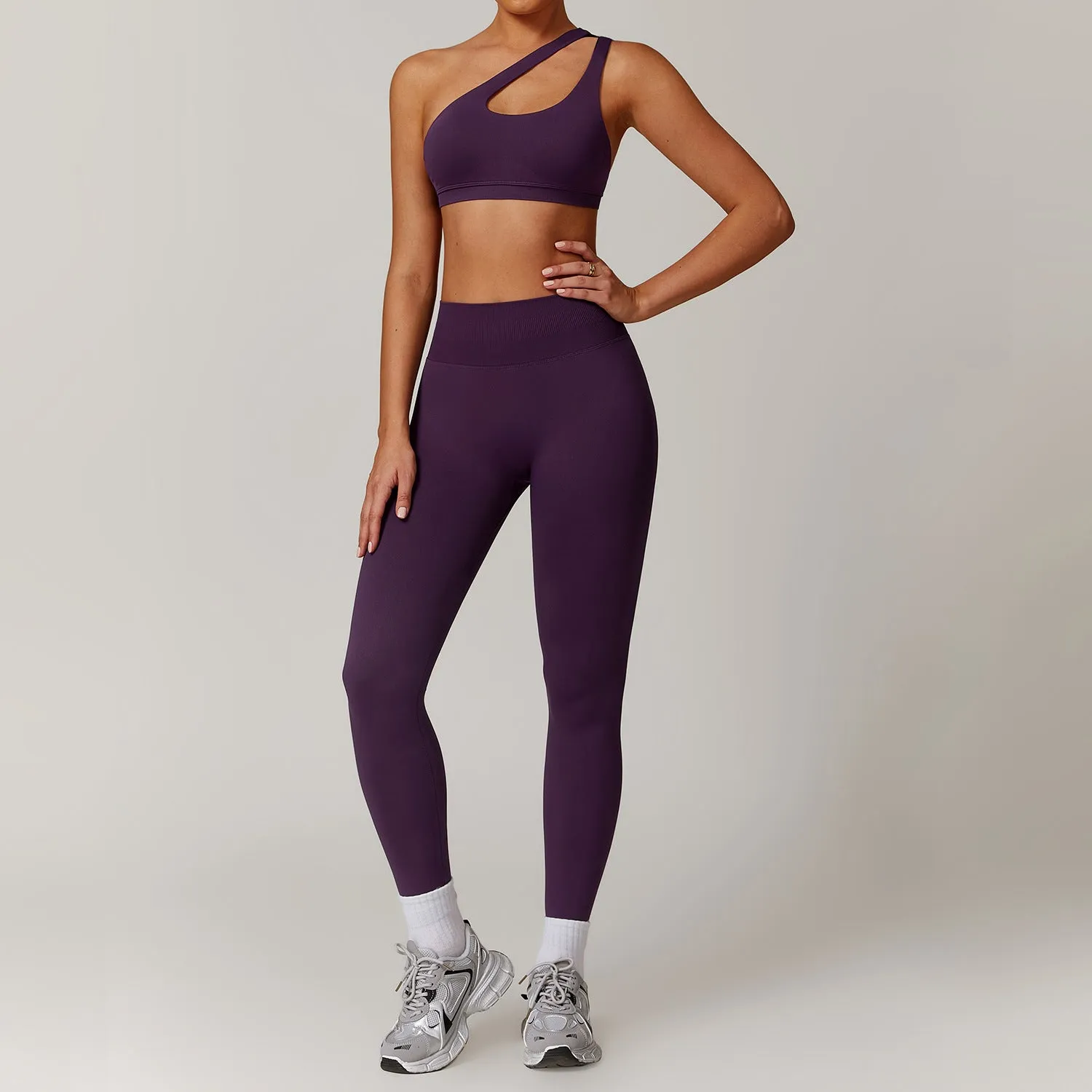 Slant Shoulder Bra Pants Set