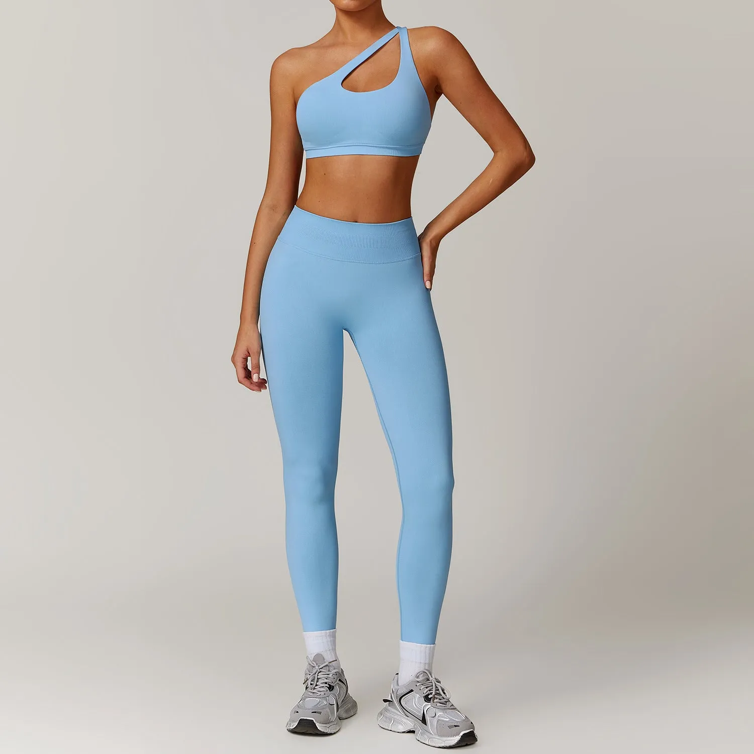 Slant Shoulder Bra Pants Set