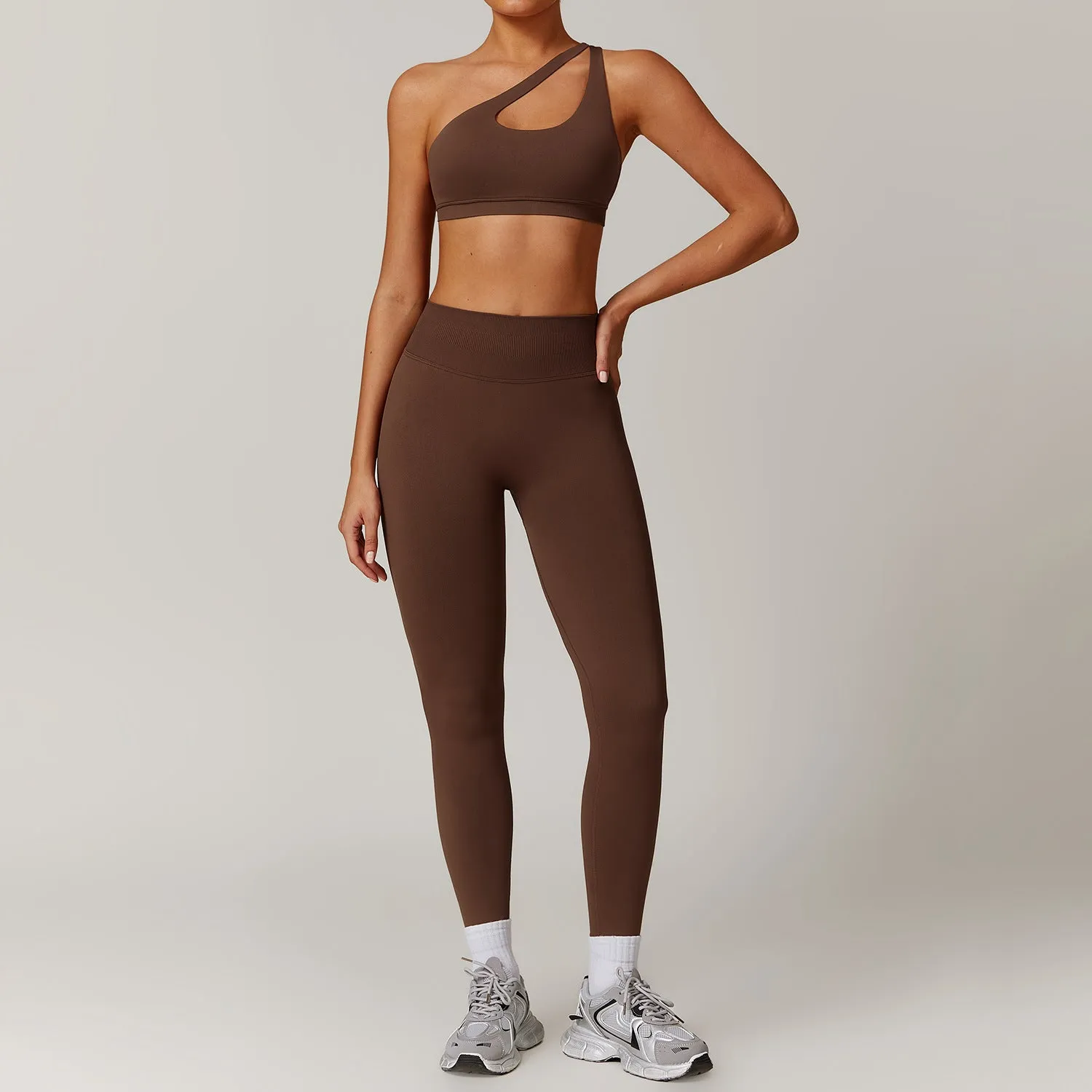 Slant Shoulder Bra Pants Set