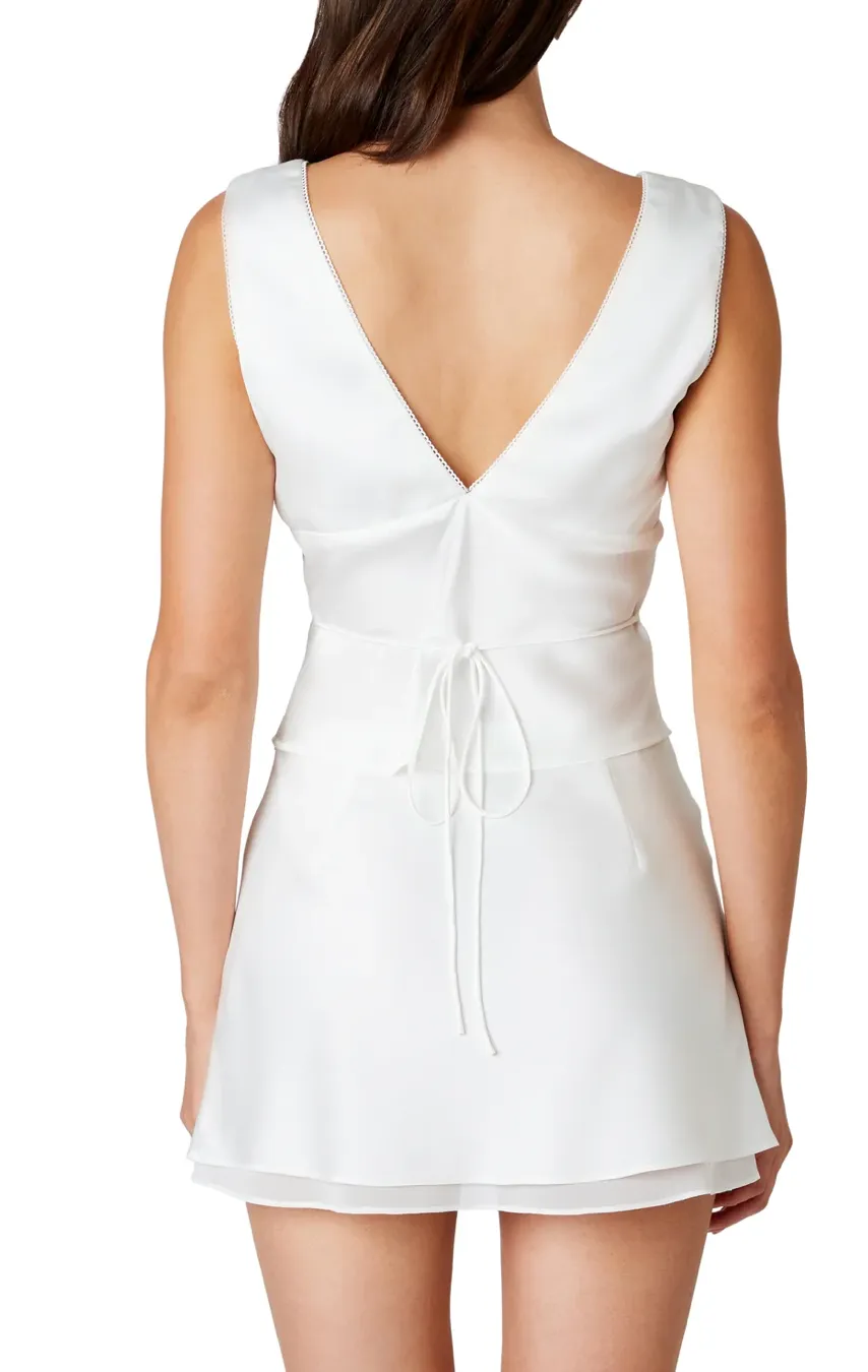 Sleeveless Satin Tie Waist Bias Top