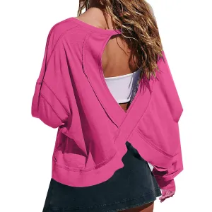 Slouchy wrapped cutout back workout long sleeve Tee