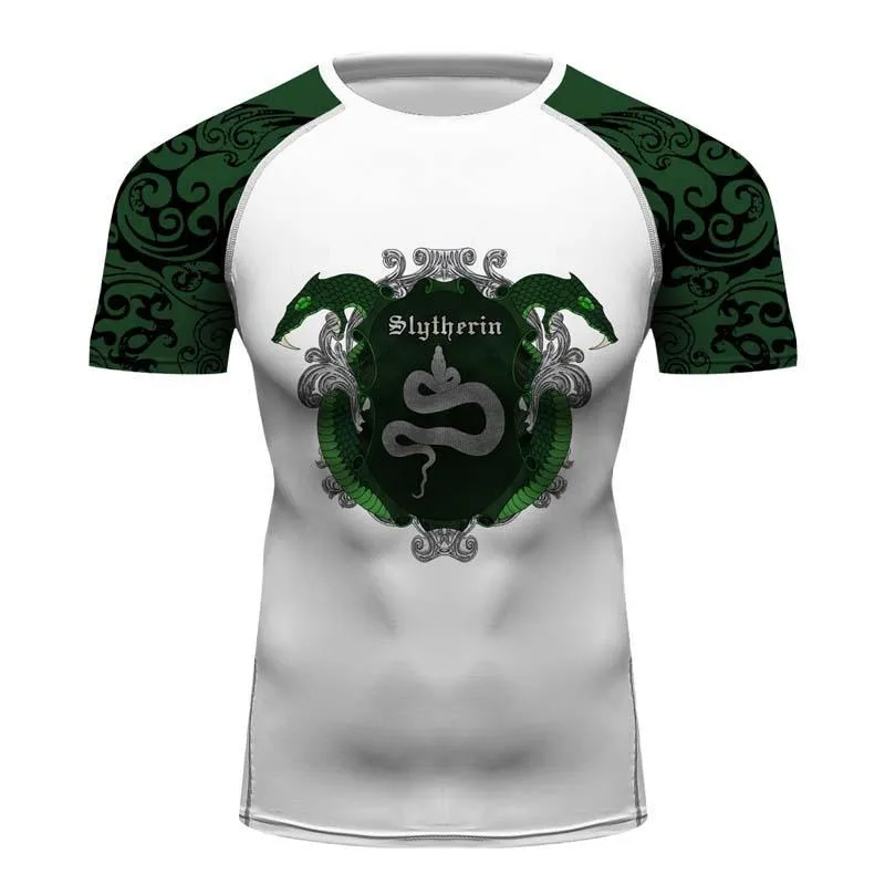 Slytherin Harry Potter Full Printing short Sleeve T-shirt Gym Sport Compression Shirt