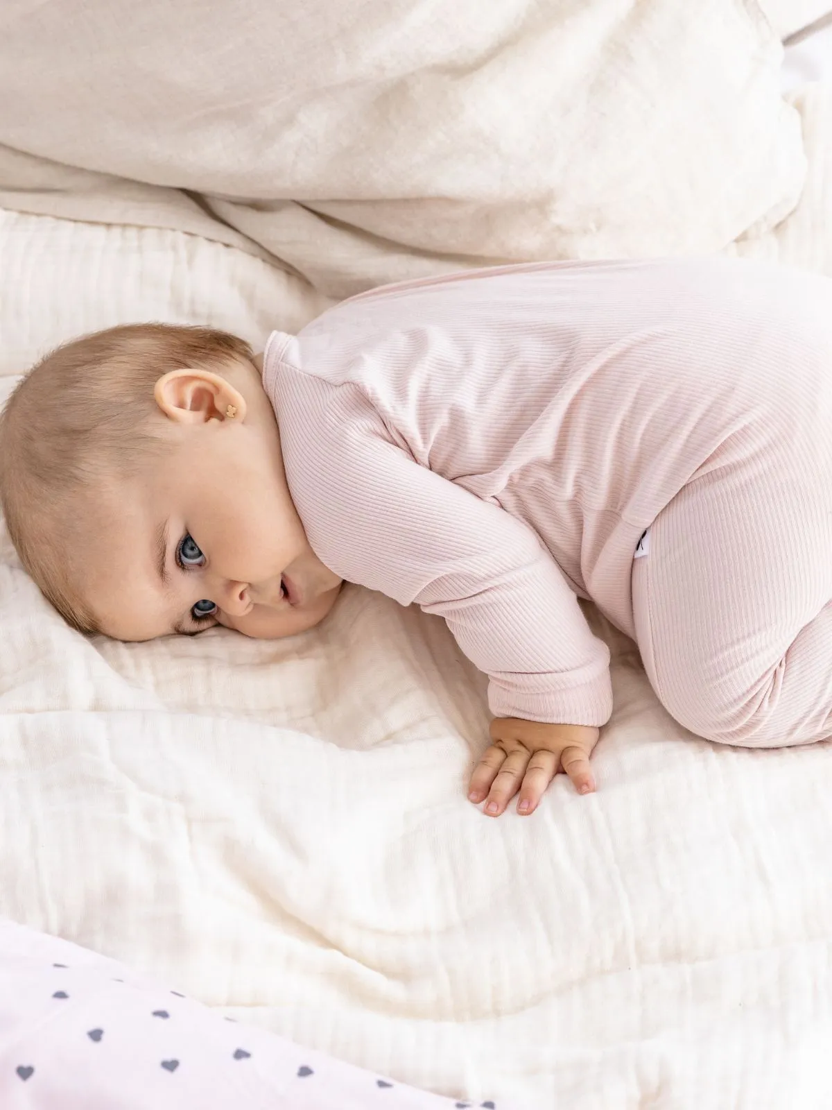 Soft Pink ribbed Bamboo Zippy Romper