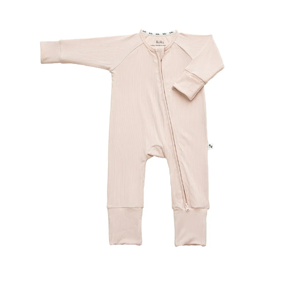 Soft Pink ribbed Bamboo Zippy Romper