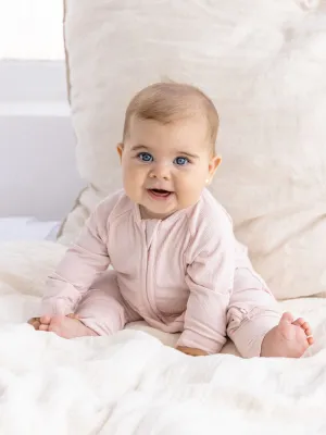 Soft Pink ribbed Bamboo Zippy Romper