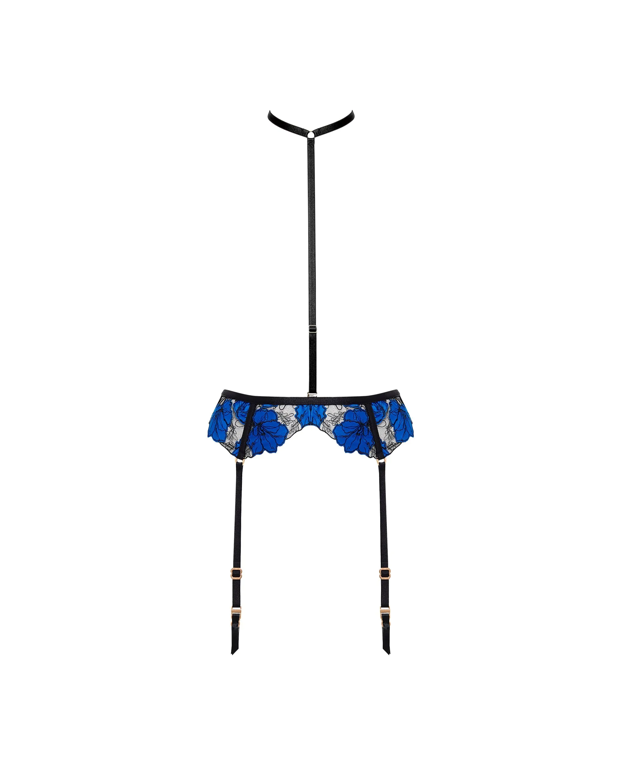 Sorento Garter Belt Harness (with detachable collar) Black/Egyptian Blue