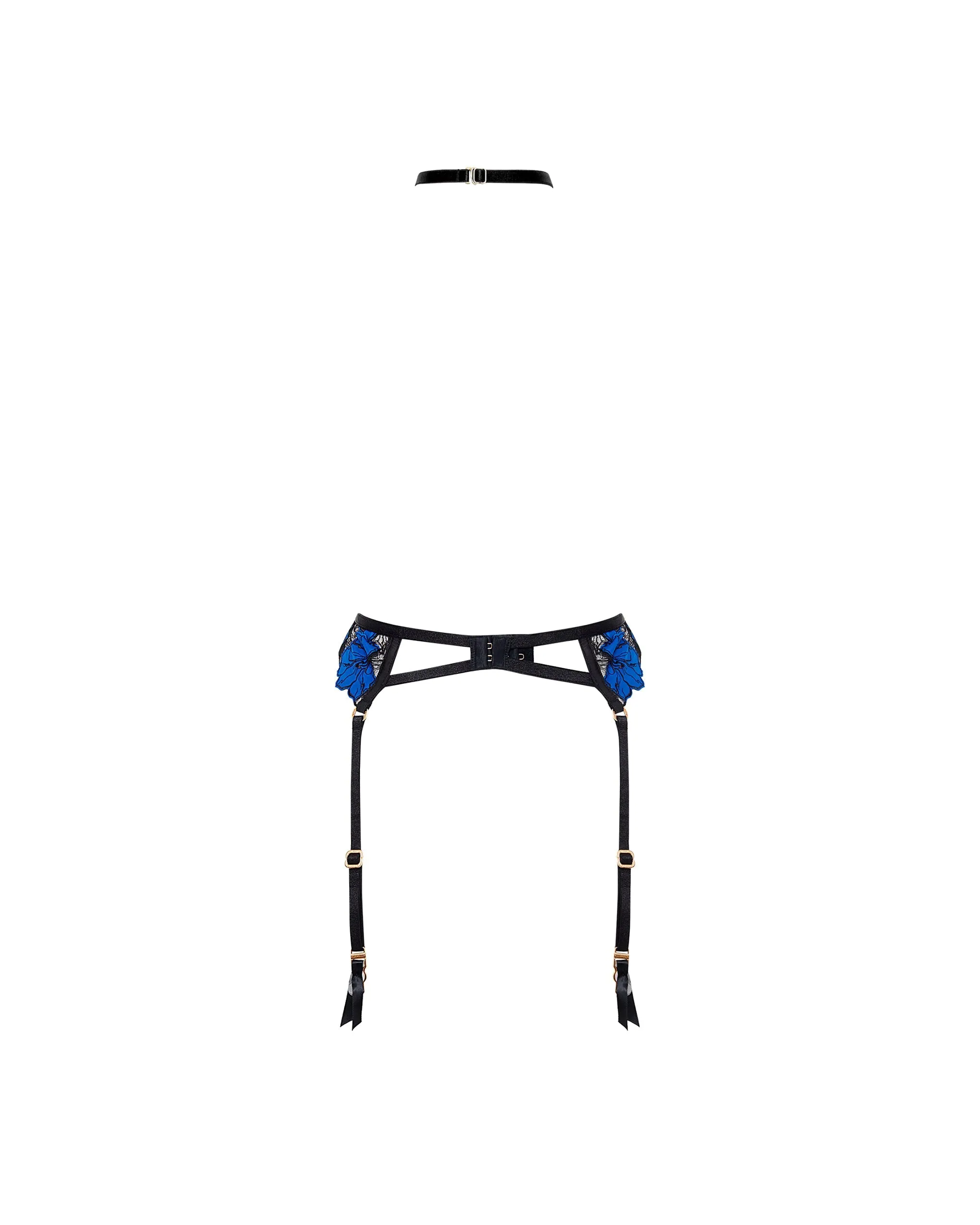 Sorento Garter Belt Harness (with detachable collar) Black/Egyptian Blue