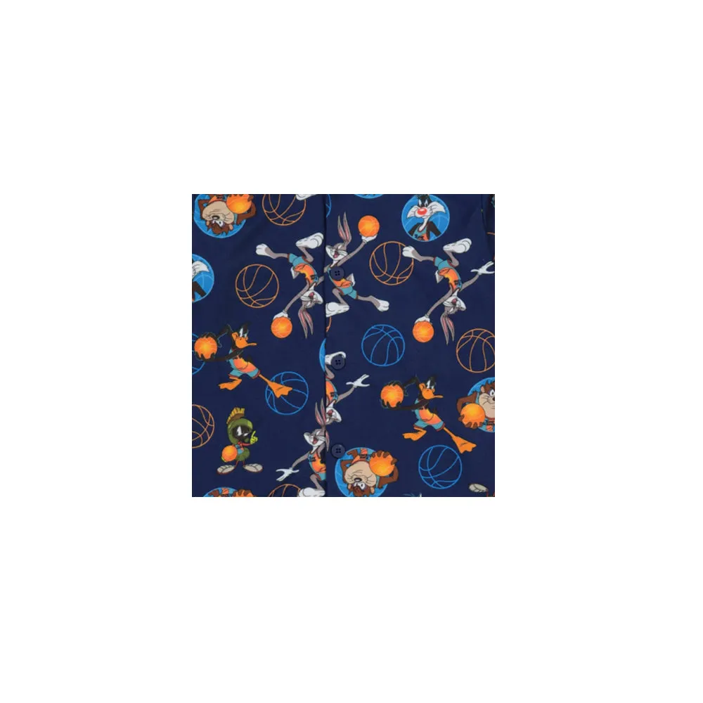 Space Jam Boys Pajama Coat Set, Long Sleeve Little Big Kid PJ's, 2PC Sleep Set, 4-10, Navy Blue