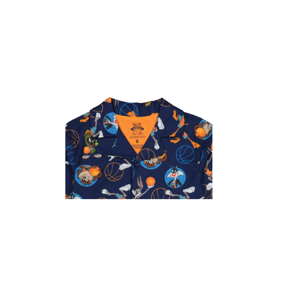 Space Jam Boys Pajama Coat Set, Long Sleeve Little Big Kid PJ's, 2PC Sleep Set, 4-10, Navy Blue