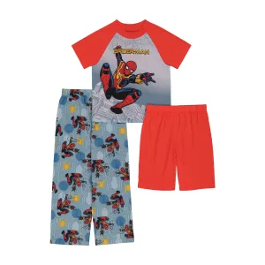 Spiderman Boys Pajamas Short Sleeve Kids PJs 3pc Set