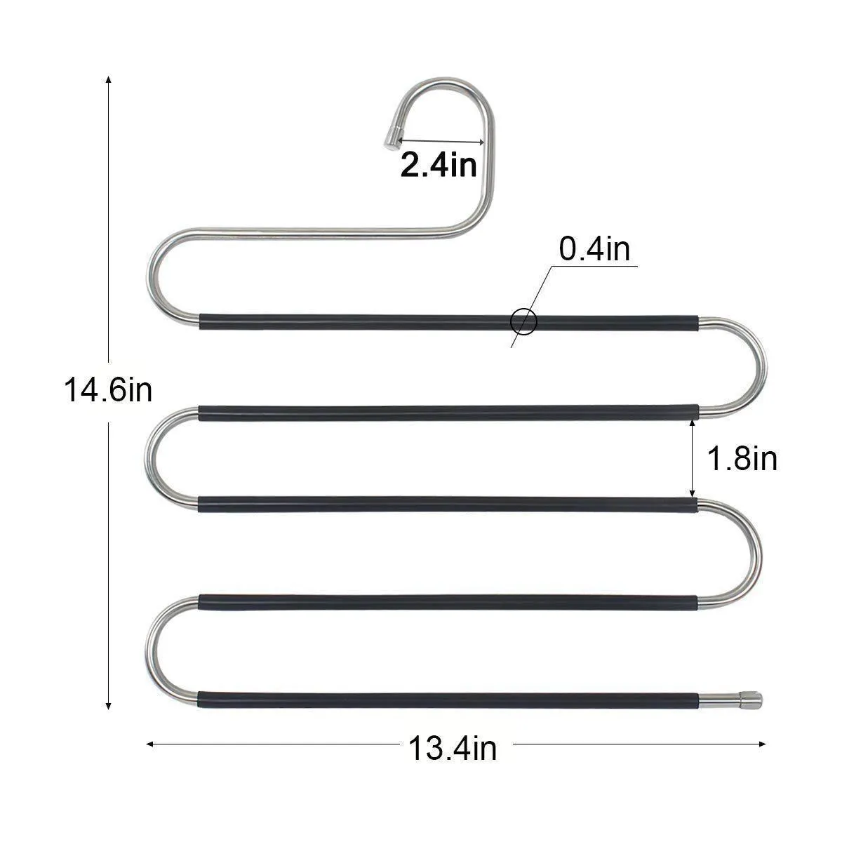 STAR-FLY Pants Hangers Non Slip Updated S-Shaped 5 Layers Hangers Closet Space Saver for Jeans Scarf Tie Clothes(6-Pack)