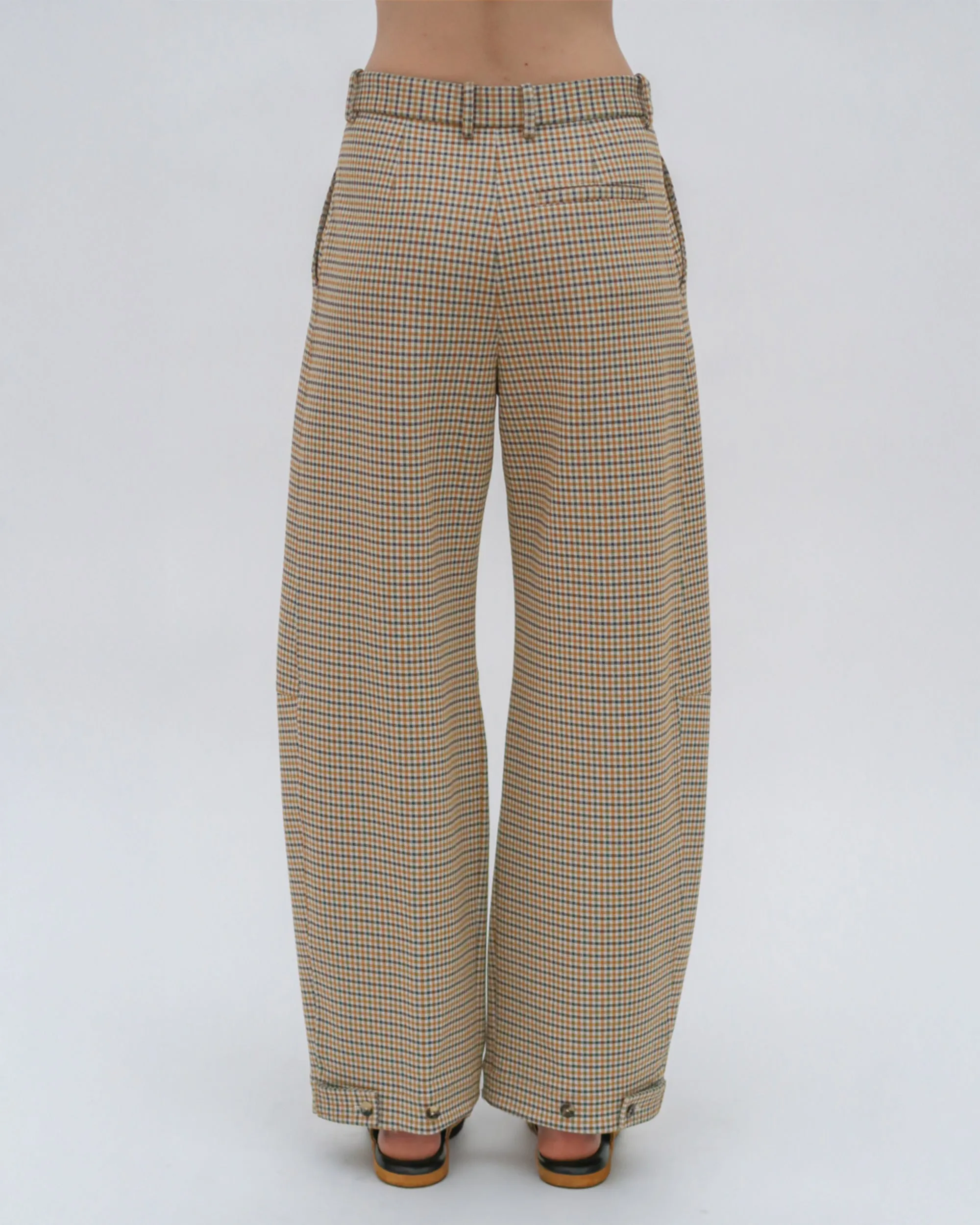 STRAIGHT TAPER TAB PANT - HOUNDSTOOTH PLAID