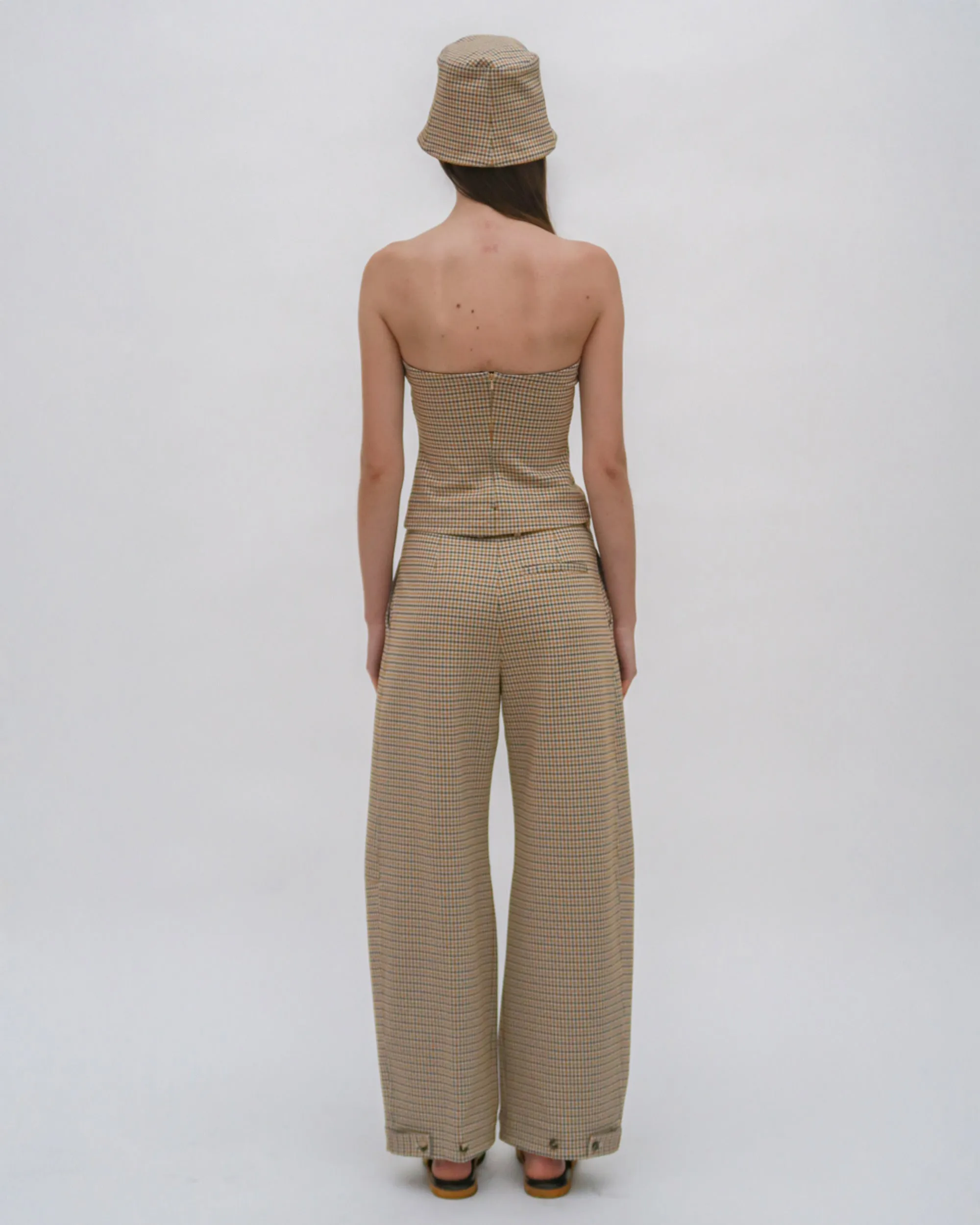STRAIGHT TAPER TAB PANT - HOUNDSTOOTH PLAID