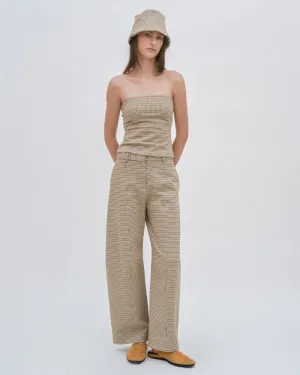 STRAIGHT TAPER TAB PANT - HOUNDSTOOTH PLAID
