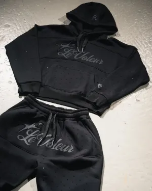 Streetwear Hoodie SweatpantsTwo Piece Set Y2K Clothes Mens Hip Hop Letters Embroidered Rhinestone Sequins Sweatshirt Pants Set