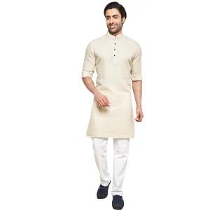 Subtle Cream Plain Kurta for Men