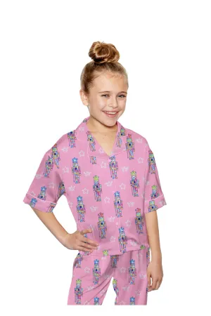 Sunshine Society Kids Nutcracker Girl Short Sleeve w/ Pants Set - Pink