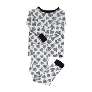 Sweet Bamboo- Scribble Hearts PJ’s  - Charcoal