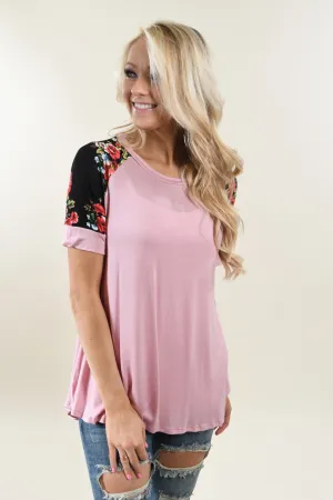 Sweet Pea Pink Floral Sleeve Top