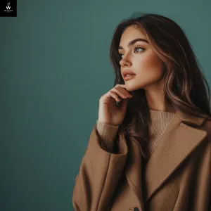 Tan Brown Wool Overcoat – Long Double-Breasted Winter Coat with Wide Peak Lapel