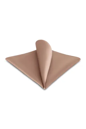 Tan Solid Satin Silk Pocket Square