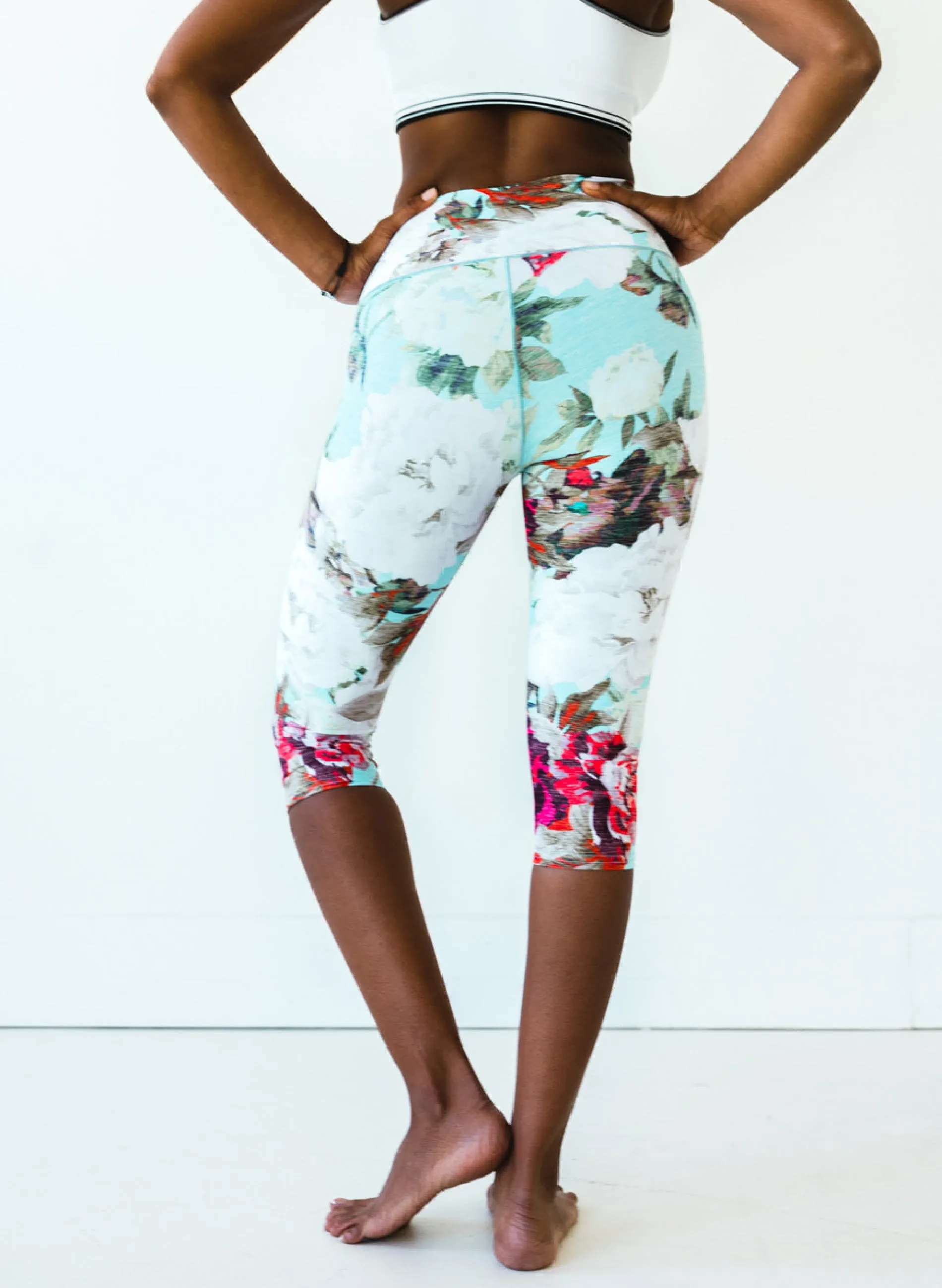 Teal Floral Capris *FINAL SALE*