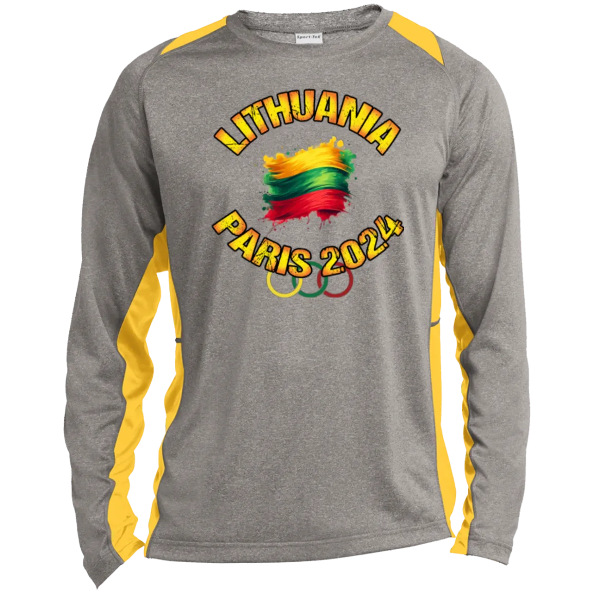 Team Lithuania 2024 Olympics - Men's Long Sleeve Colorblock Activewear Performance T