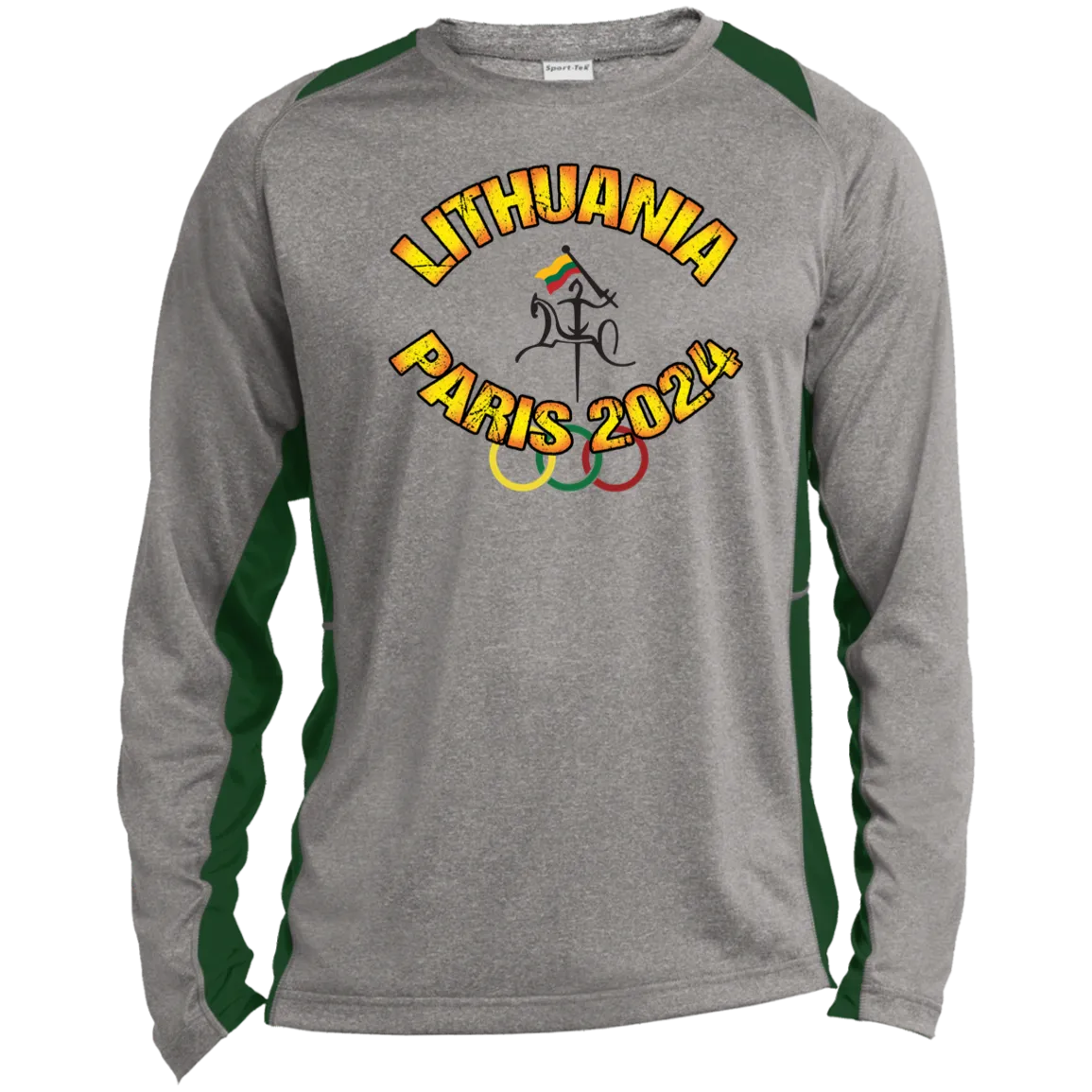 Team Lithuania 2024 Vytis - Men's Long Sleeve Colorblock Activewear Performance T