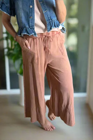 Terry Knit Pants- Red Bean
