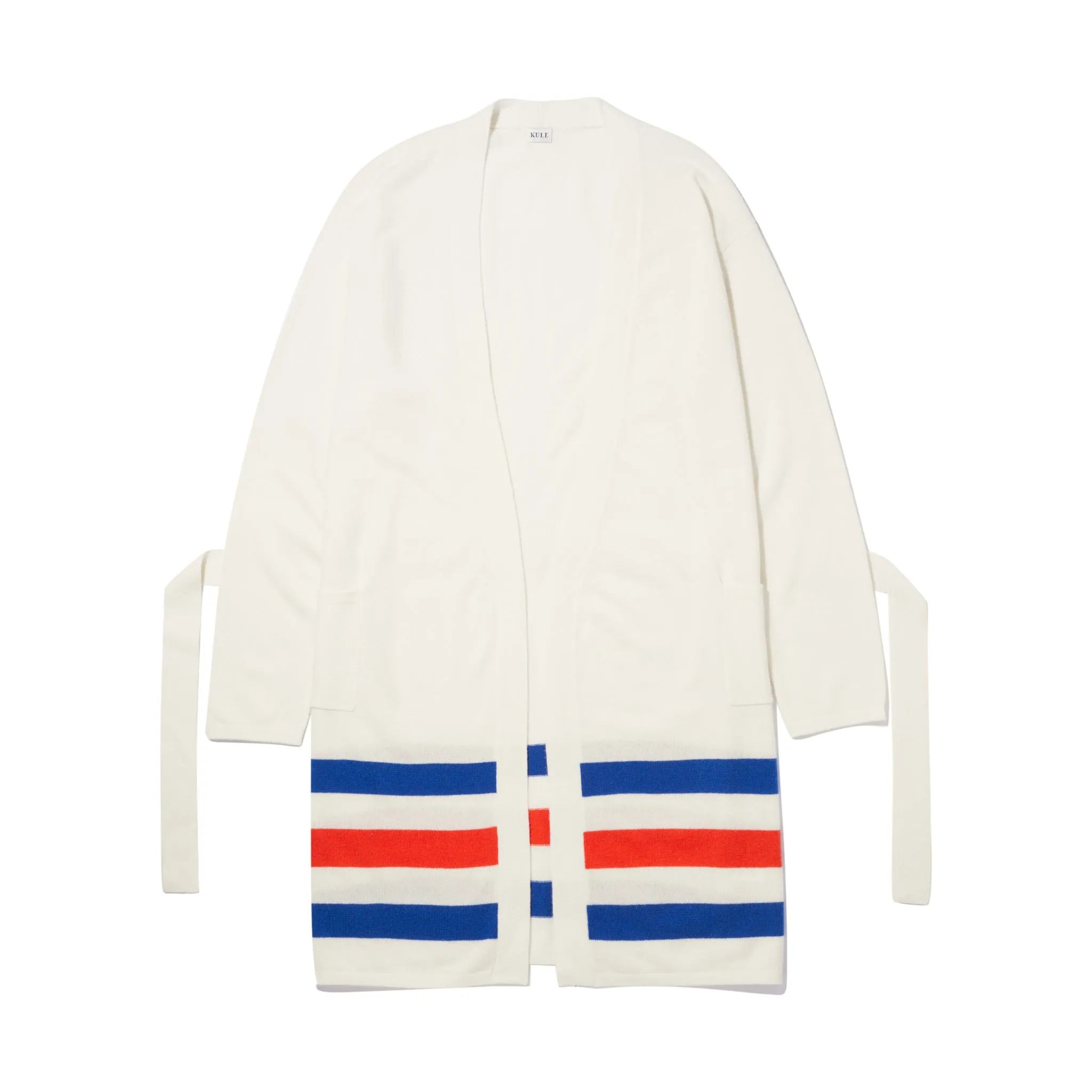 The Cashmere Blend Robe - Cream/Royal Blue/Poppy